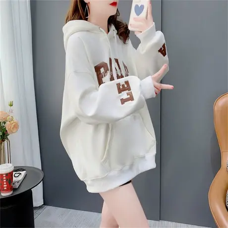 设计感刺绣字母加绒加厚卫衣女秋冬2022年新款宽松休闲百搭上衣潮商品大图