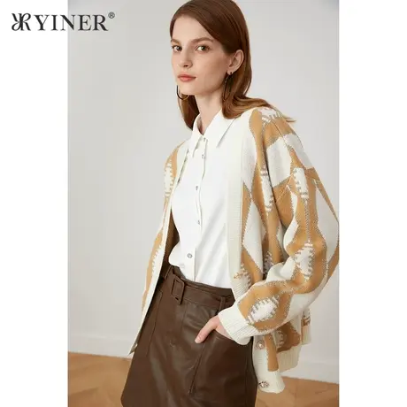 YINER音儿女装2021秋季新款气质宽松长袖毛针织衫商品大图