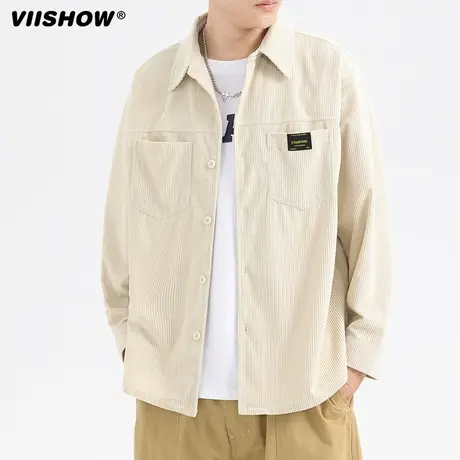 VIISHOW秋季日系衬衫外套男潮流复古长袖外穿衬衫款百搭工装衬衣商品大图