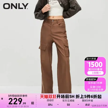 【买5免1】ONLY奥莱秋季新款休闲百搭直筒纯色工装裤休闲裤女商品大图