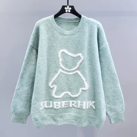 日系卡通小熊毛衣女秋冬2023新款宽松慵懒风时尚洋气减龄针织上衣图片