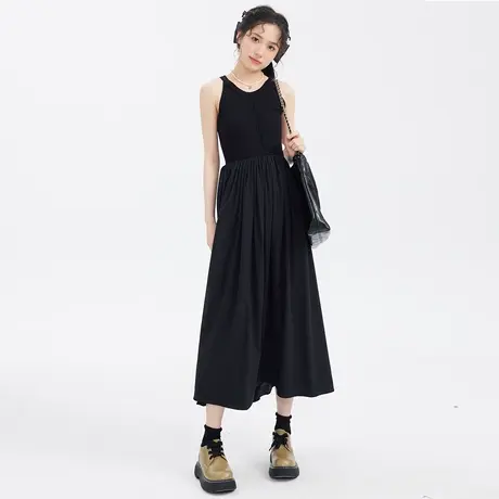 显瘦裙子收腰a字吊带赫本风连衣裙女夏季2023新款高级感小黑裙图片