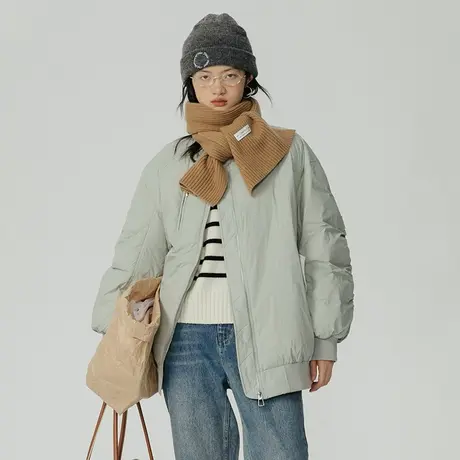omont蛋挞家 飞行员夹克羽绒服女冬季2023年新款宽松棒球服厚外套商品大图