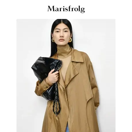 【商场同款】玛丝菲尔2023年秋季新款烟棕色高领光泽感网纱打底衫商品大图