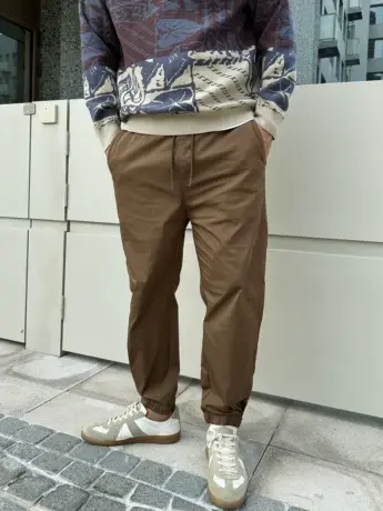 DAEVU秋新款咖色棉布大号潮胖子弹力束脚加肥加大码男款休闲裤商品大图