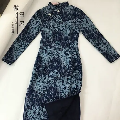 傲雪屋秋冬中国风复古盘扣保暖加绒中式修身日常长款旗袍唐装女图片