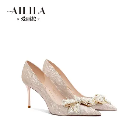 爱丽拉新娘结婚鞋女2024新款春季天禾秀婚纱两穿法式高跟鞋不累脚商品大图
