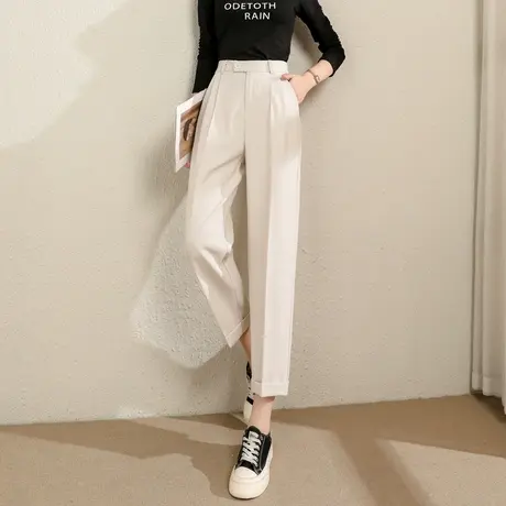 时尚气质休闲显瘦九分裤2023年春季新款女垂感上班族西装直筒裤图片