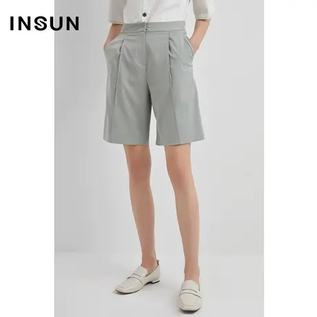 INSUN恩裳夏季百搭垂坠直筒短裤图片