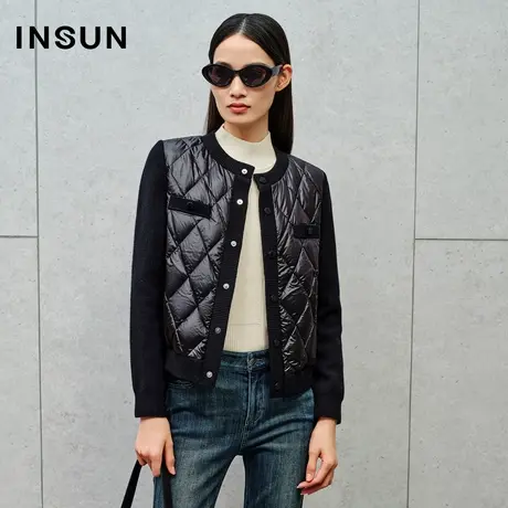 INSUN恩裳线上专选秋季菱格小香风拼接羽绒服商品大图