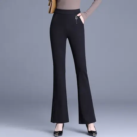 黑色微喇裤女秋季2023新款高腰显瘦垂感长裤气质通勤职业裤休闲裤商品大图