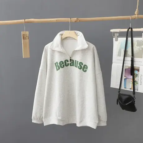 时尚字母立领卫衣女小个子2024秋装新款宽松潮设计感外套上衣图片