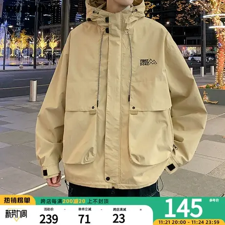 VIISHOW秋季夹克男士潮牌日系复古工装连帽宽松百搭外套休闲风衣商品大图