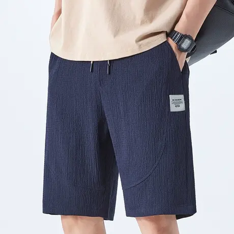 夏天五分棉麻休闲短裤夏季薄款男士冰丝运动亚麻中裤子外穿大裤头商品大图