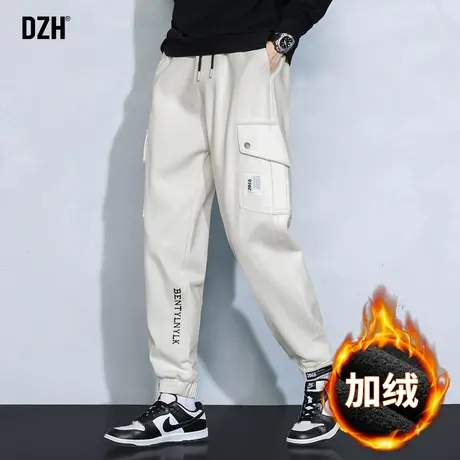 男士卡其色工装裤男加绒加厚潮牌冬季裤子男款美式高街2024年新款商品大图