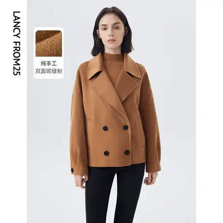 【会员专享】朗姿纯羊毛法式复古毛呢双面呢夹克外套女秋冬季新款图片