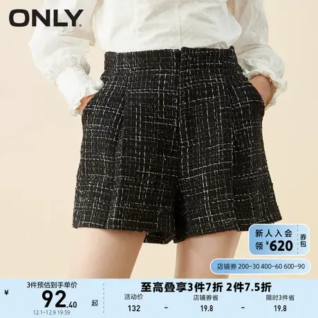 ONLY奥莱夏季气质小香风高腰直筒格纹短裤西装休闲裤女商品大图