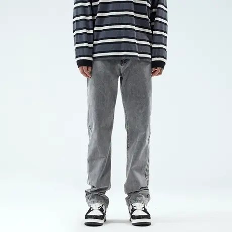 美式复古牛仔裤男潮牌宽松休闲高个子加长版大码阔腿垂感直筒裤子商品大图