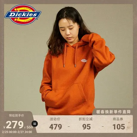 Dickies 秋冬男女情侣同款logo加绒连帽美式卫衣宽松 运动休闲图片