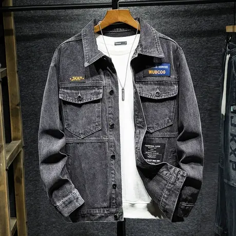 男士外套2023秋季新款韩版潮流男装秋装休闲风衣上衣工装牛仔夹克图片