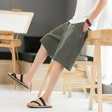 新中式棉麻短裤男夏季新款潮牌宽松五分裤亚麻速干中国风休闲中裤商品大图