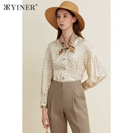 YINER音儿女装夏季桑蚕丝真丝长袖衬衫商品大图