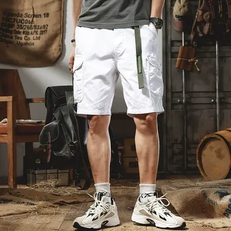 夏季薄款白色休闲短裤男宽松潮牌ins工装五分裤大码男生5分中裤潮商品大图