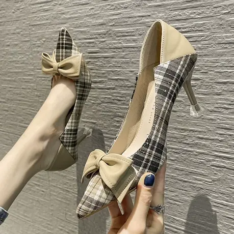 单鞋女2023新款春季仙女风时尚百搭搭配裙子的小高跟鞋ins潮网红商品大图