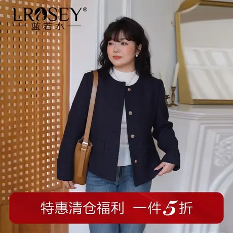蓝若水大码女装小香风短外套胖MM春季新款气质名媛显瘦上衣图片