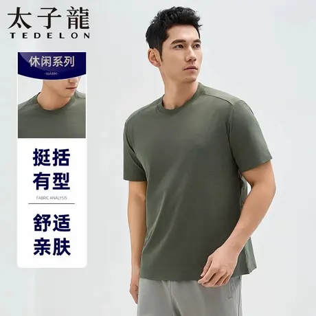 TEDELON/太子龙男士短袖T恤2025夏季 休闲服体恤上衣无痕下摆液压商品大图