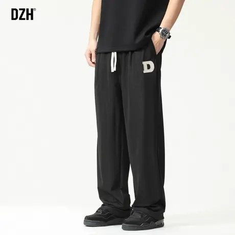 男士黑色裤子男款美式高街夏季休闲裤薄款宽松垂感直筒裤百搭长裤图片