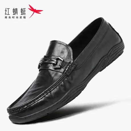红蜻蜓男鞋2025新款鞋子男士休闲一脚蹬懒人豆豆鞋皮鞋男真皮夏季商品大图