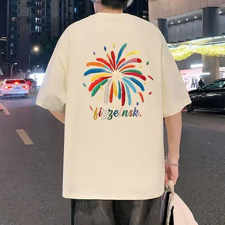 2025夏季新款潮牌纯棉短袖T恤chic美式休闲宽松潮流上衣港风半袖商品大图