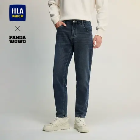 HLA/海澜之家panda wowo熊猫牛仔裤24秋冬季新款洗水刺绣裤子男士图片