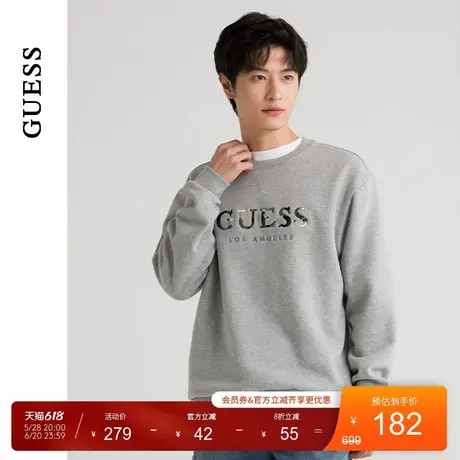 GUESS时尚纯色男女同款字母LOGO休闲套头卫衣-KL3K5454C商品大图