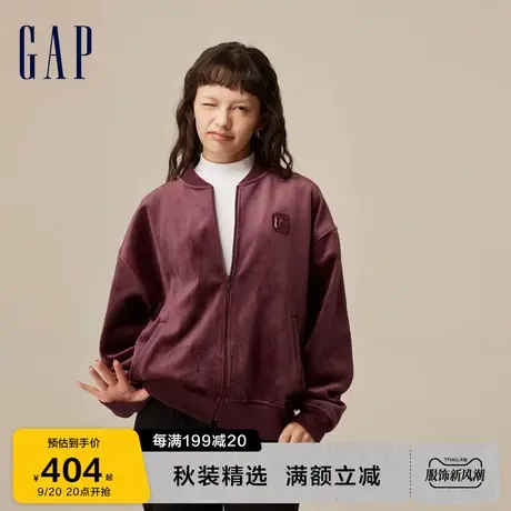 Gap女装秋季2023新款LOGO宽松双面复合天鹅绒外套756406棒球服图片