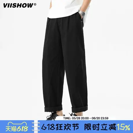 VIISHOW美式高街休闲裤25年春季工装裤日系美式纯棉卷边九分裤潮商品大图