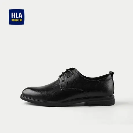 HLA/海澜之家加宽楦型商务正装皮鞋25新舒适透气细纹压花德比鞋男商品大图