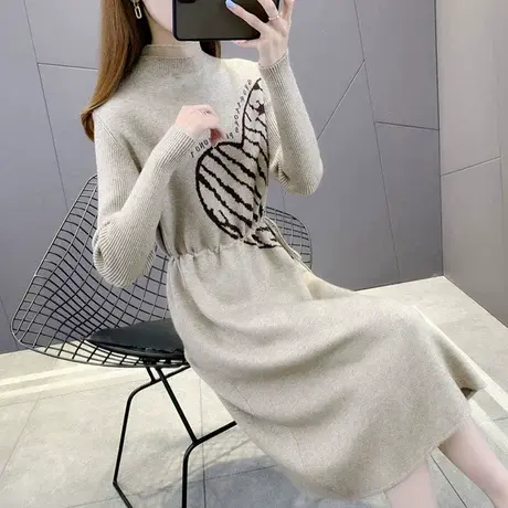 女士冬季打底连衣裙女配大衣秋冬2023年新款爆款时尚洋气毛衣裙女图片