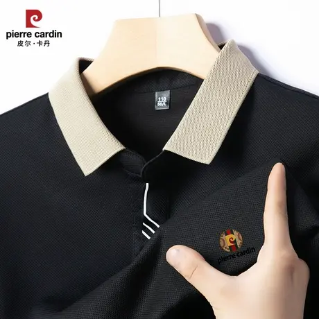 皮尔卡丹男士短袖T恤夏季薄款商务无痕中年翻领纯色冰丝polo衫男图片