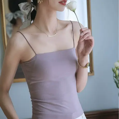 莫代尔内衣女薄款夏季美背裹胸抹胸一体式带胸垫文胸外穿吊带背心商品大图