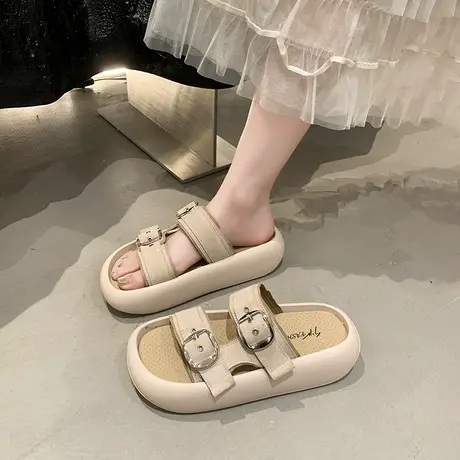 法式厚底拖鞋女2025新款夏季洋气百搭高级感凉拖鞋时尚海边沙滩鞋商品大图