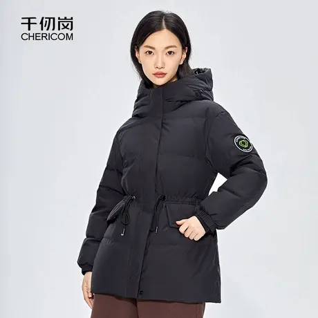 千仞岗秋冬时尚潮流女中长款连帽工装风潮外套女羽绒服时尚甜酷商品大图