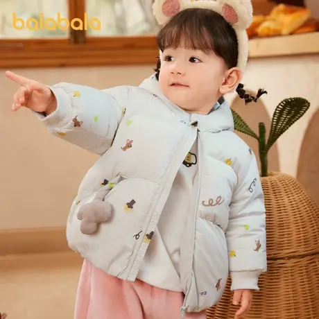 巴拉巴拉婴儿鹅绒羽绒服男童冬季2024新款女童短款外套保暖萌趣潮商品大图
