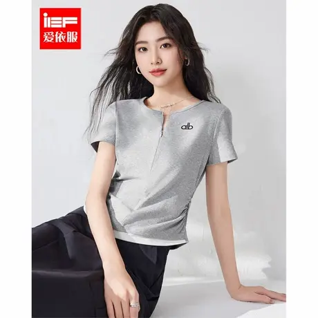 IEF/爱依服短袖上衣2025夏季新款韩版简约通勤气质百搭正肩T恤商品大图