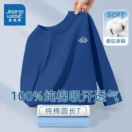 真维斯童装男童衣服青少年时髦纯棉体恤衫男孩休闲长袖儿童T恤秋图片