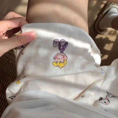快乐家族！史努比印花a类纯棉双层纱休闲睡裤女家居服短裤可外穿商品大图