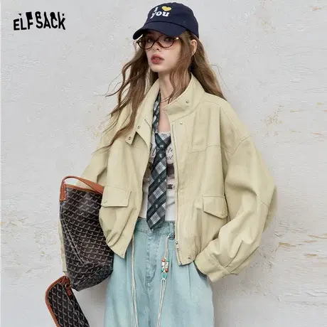 妖精的口袋休闲短款皮衣女2025年秋季新款高级感小个子PU皮外套图片