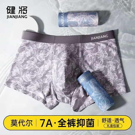健将莫代尔无痕男士内裤男款7A抗菌纯棉裆大码四角短裤平角底裤头商品大图