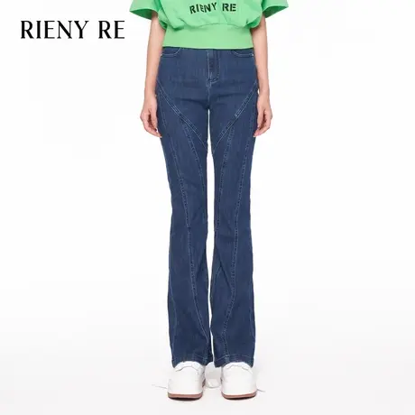 RIENYRE牛仔裤女新款美式复古梨形身材直筒裤流行春秋紧身长裤子图片